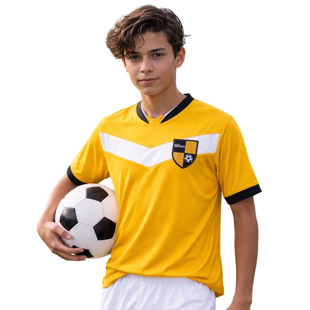 TSM Stanley Bostitch Soccer Jersey Yellow Chevron Short Sleeve Mens XL‎ New
